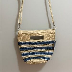 Universal Thread Woven Crossbody Bag in Tan and Blue